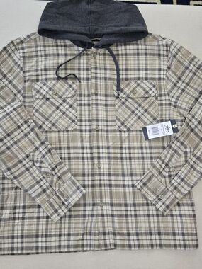 Trinity Coast Men's Button Down Long Sleeve Hoodie BRAND NEW TAGS Flannel Large